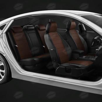 Чехлы на сидения Geely Coolray (2020-2024) черно-шоколадная экокожа Автолидер