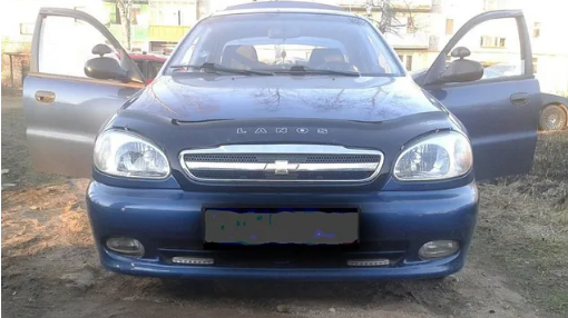 Дефлектор капота (мухобойка) Chevrolet Lanos  с 2005 г.в. ( с решеткой радиатора) (Шевролет Ланос) ТМ Вип Тюнинг