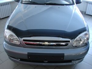 Дефлектор капота (мухобойка) Chevrolet Lanos 1998-2009 (Шевролет Ланос) ТМ SIM