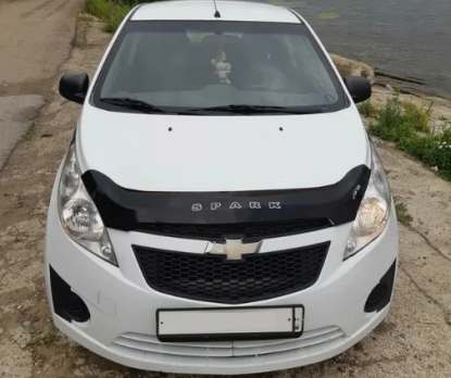 Дефлектор капота (мухобойка) Chevrolet Spark c 2010 г.в.(Шевролет Спарк) ТМ Вип Тюнинг