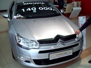 Дефлектор капота (мухобойка) Citroen С5 2008- (Ситроен С5) ТМ SIM