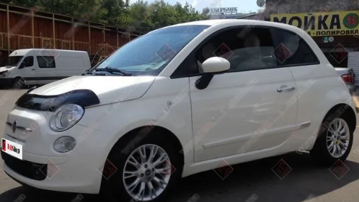 Дефлектор капота (мухобойка) Fiat 500 с 2007 г.в. (Фиат 500) ТМ Вип Тюнинг