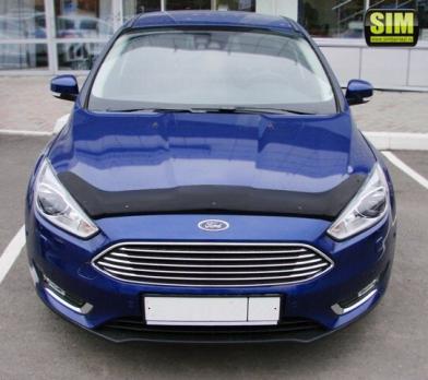 Дефлектор капота (мухобойка) Ford Focus 3 2015- (Форд Фокус) ТМ SIM