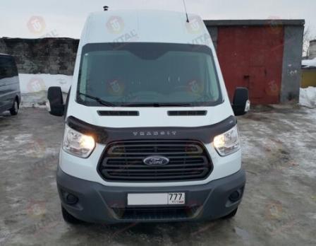 Дефлектор капота (мухобойка) FORD Transit с 2014 г.в. (вариант А) (Форд Транзит) ТМ Вип Тюнинг