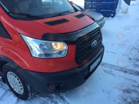 Дефлектор капота (мухобойка) FORD Transit с 2014 г.в. (вариант Б) (Форд Транзит) ТМ Вип Тюнинг