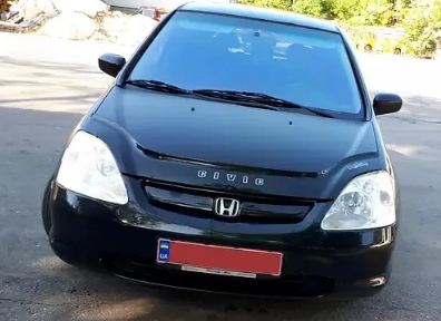 Дефлектор капота (мухобойка) HONDA Civic с  2001-2005 г.в.х/б (Хонда Сивик) ТМ Вип Тюнинг