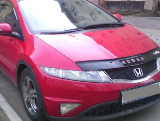 Дефлектор капота (мухобойка) HONDA Civic с  2006 г.в.х/б (Хонда Сивик) ТМ Вип Тюнинг