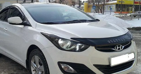 Дефлектор капота (мухобойка) HYUNDAI Elantra с 2010-2016 г.в. (короткий) (Хюндай Элантра) ТМ Вип Тюнинг