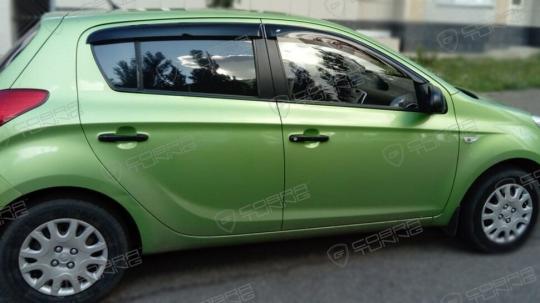 Дефлекторы окон (ветровики) Hyundai I20 Hb 5d 2009 (Хюндай Ай20) ТМ Кобра Тюнинг