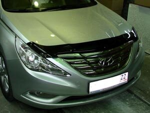 Дефлектор капота (мухобойка) Hyundai Sonata 2010-2015 (Хюгдай Соната) ТМ SIM