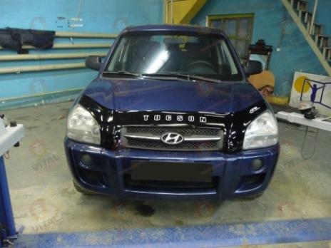 Дефлектор капота (мухобойка) HYUNDAI TUCSON с 2004-2009 г.в (Хюндай Туксон) ТМ Вип Тюнинг