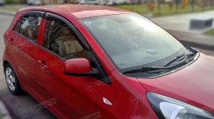 Дефлекторы окон (ветровики) Kia Picanto III 5d 2010 "EuroStandard" (Киа Пиканто) ТМ Кобра Тюнинг