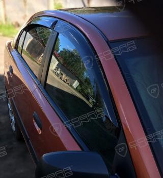 Дефлекторы окон (ветровики) Kia Rio II Sd 2005-2011/Pride Sd 2005-2009"EuroStandard" (Киа Рио) ТМ Кобра Тюнинг