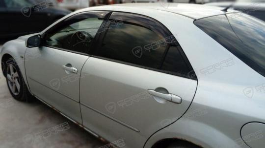 Дефлекторы окон (ветровики) Mazda 6 I Sd 2002-2007 (Мазда 6) ТМ Кобра Тюнинг