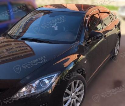 Дефлекторы окон (ветровики) Mazda 6 II Hb 5d 2007-2012 ХРОМ.МОЛДИНГ (Мазда 6) ТМ Кобра Тюнинг