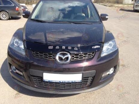 Дефлектор капота (мухобойка) Mazda CX-7 с 2006 г.в. (Мазда СХ7) ТМ Вип Тюнинг