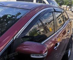 Дефлекторы окон (ветровики) Mazda CX7 2006-2012 ХРОМ.МОЛДИНГ (Мазда СХ7) ТМ Кобра Тюнинг