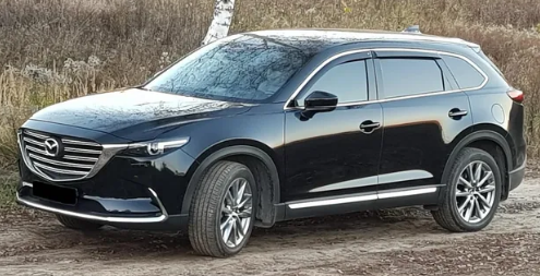 Дефлекторы окон (ветровики) Mazda CX9 2017 ХРОМ.МОЛДИНГ (Мазда СХ9) ТМ Кобра Тюнинг