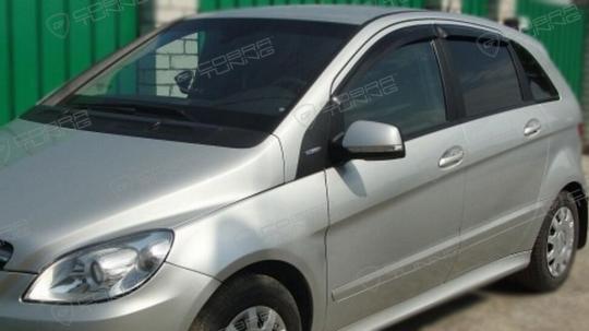 Дефлекторы окон (ветровики) Mercedes Benz B-klasse (W245) 2005-2011 (Мерседес 245) ТМ Кобра Тюнинг