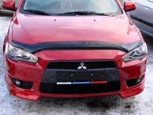 Дефлектор капота (мухобойка) Mitsubishi Lancer 10 2007- длинный (Митсубиши Лансер) ТМ SIM