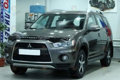 Дефлектор капота (мухобойка) Mitsubishi Outlander с 2009-2012 г.в (Митсубиши Аутлендер) ТМ Вип Тюнинг