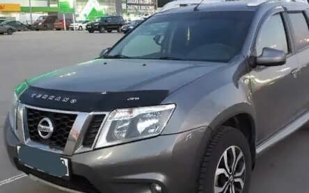 Дефлектор капота (мухобойка) NISSAN Terrano с 2013 г.в.  (Ниссан Терано) ТМ Вип Тюнинг