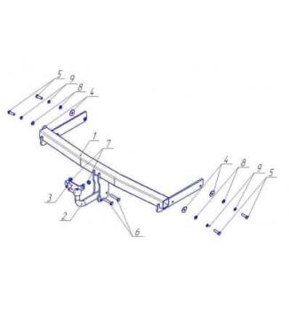 Фаркоп для Volkswagen Passat B6 2005-2010 съемный крюк на двух болтах 1500кг Автос